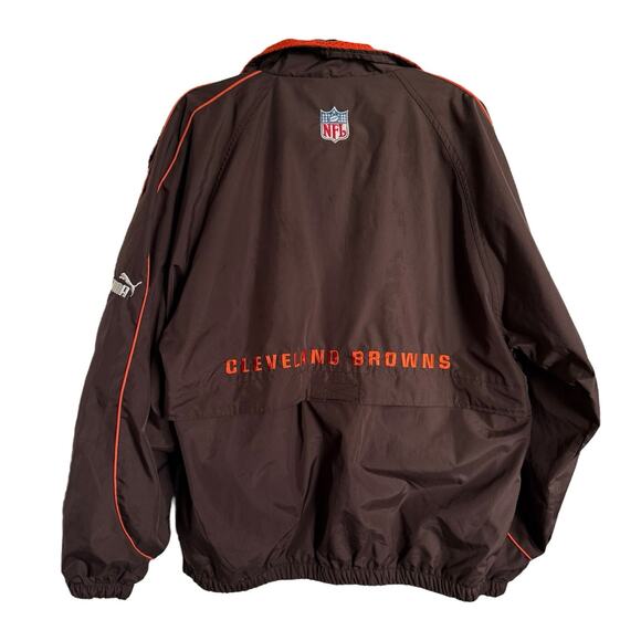 VTG Cleveland Browns Puma NFL Brown Spell Out Full Zip Windbreaker Track Jacket - Picture 4 of 9